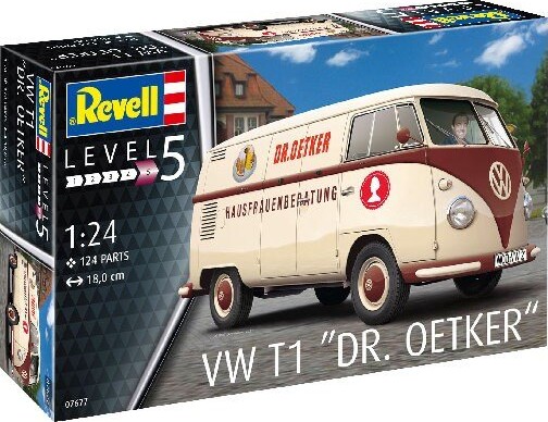 Se Revell - Vw T1 Dr. Oetker Bil Byggesæt - 1:24 - Level 5 - 07677 hos Gucca.dk