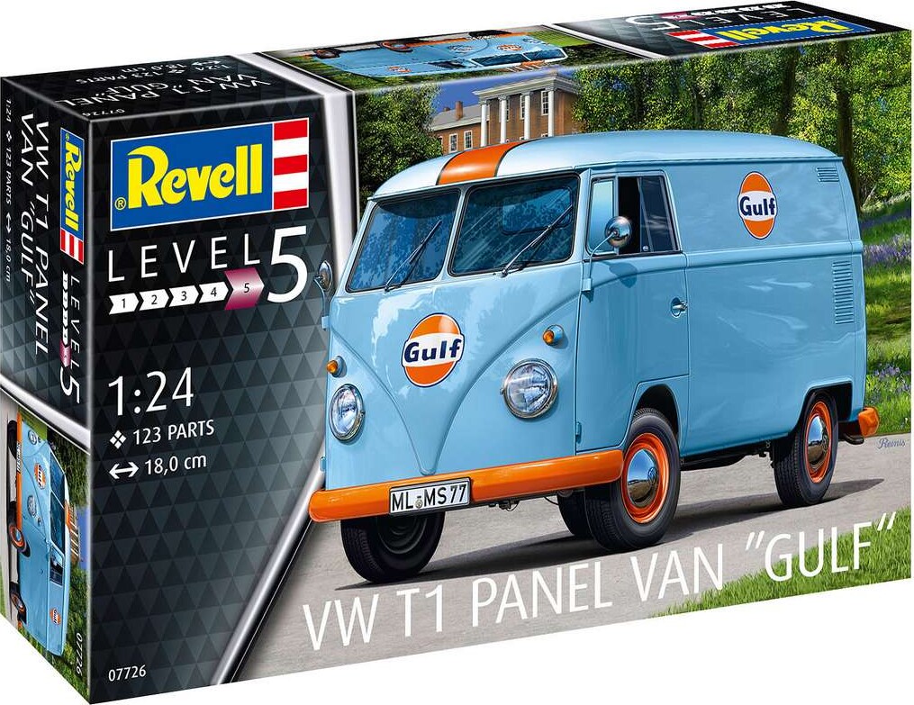 Revell - Vw T1 Panel Van Gulf Modelbil - 1:24 - Level 5 - 07726