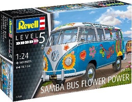 Revell - Vw T1 Samba Bus Flower Power - 1:24 - Level 5 - 07399