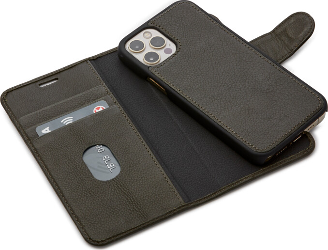 Trunk - Iphone 12 Mini - 2-i-1 Flip Cover - ægte Læder - Grøn