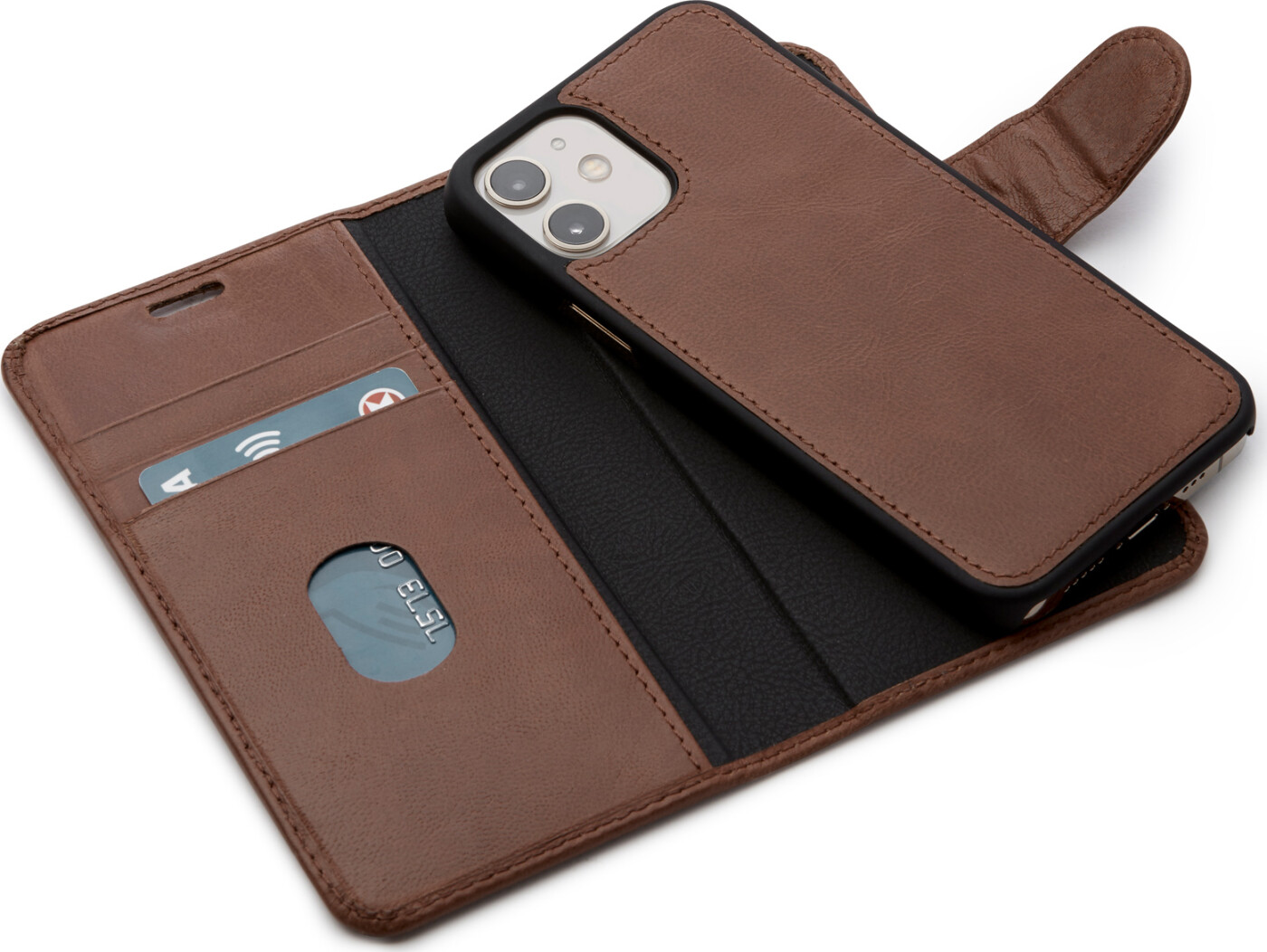 Trunk - Iphone 12/12 Pro Cover - 2-i-1 Flip Cover - ægte Læder - Brun