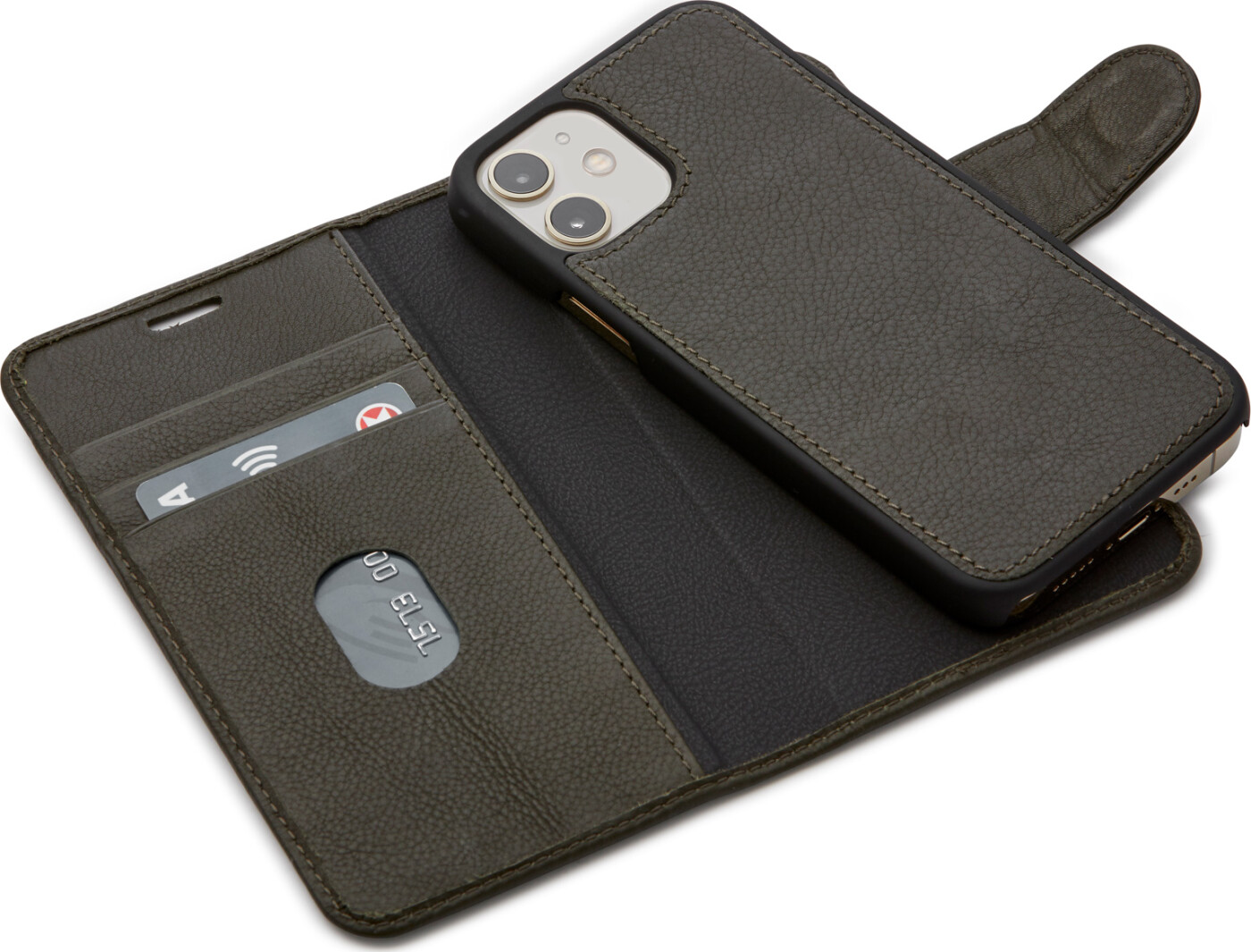 Trunk - Iphone 12/12 Pro Cover - 2-i-1 Flip Cover - ægte Læder - Grøn