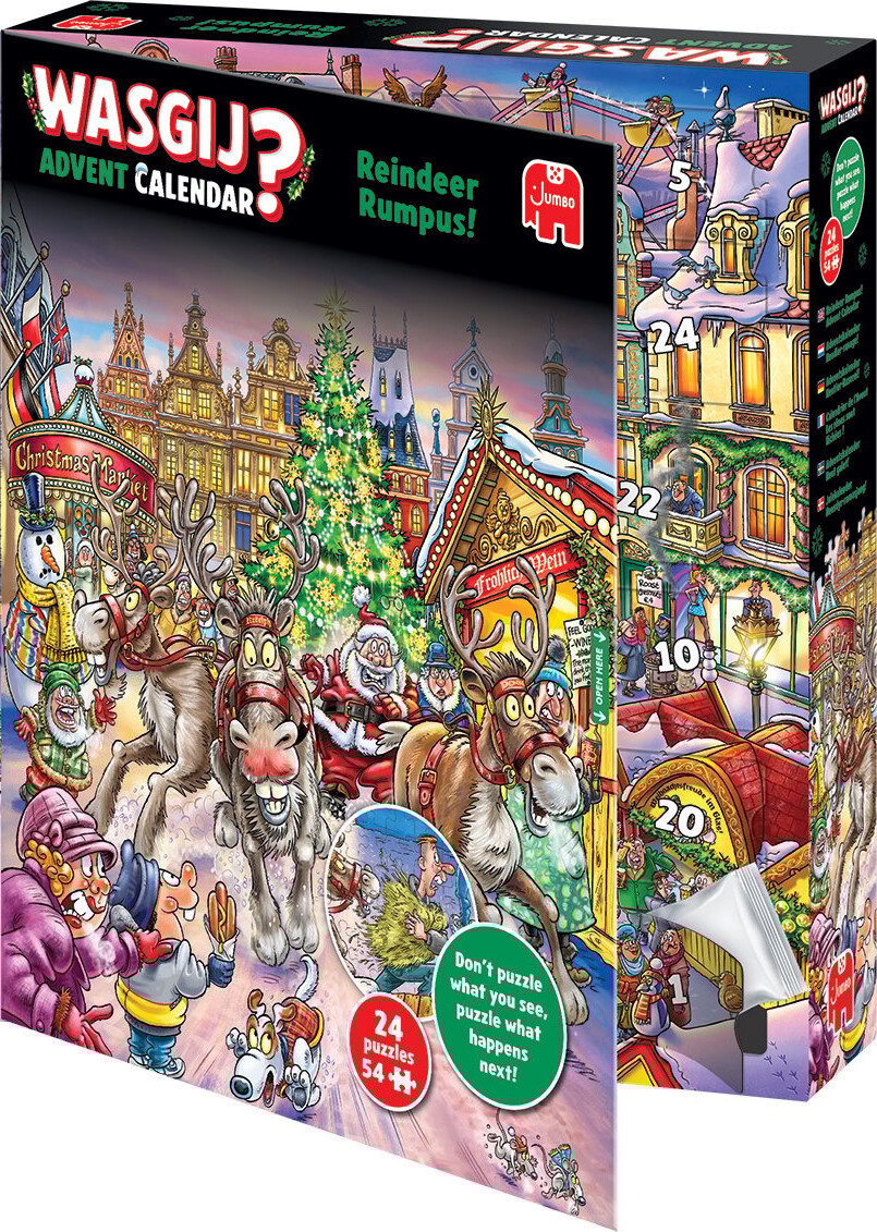 Wasgij Julekalender – Puslespil – 24×54 Brikker – Rensdyr Ramasjang