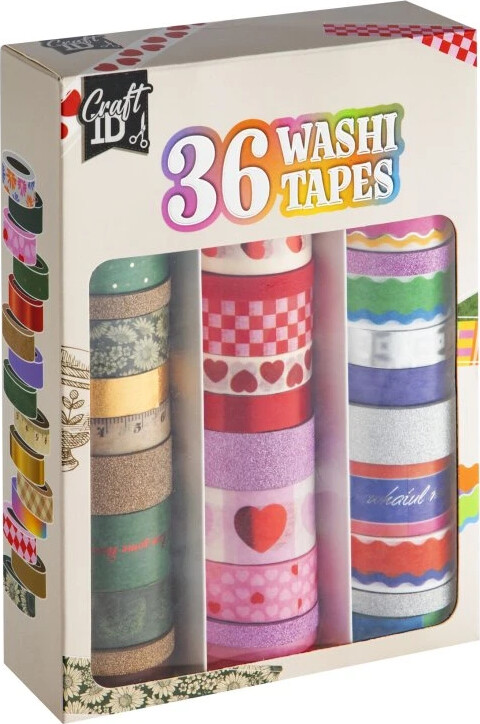 Creative Craft Group Washi tape, æske med 36 ruller. Glitter