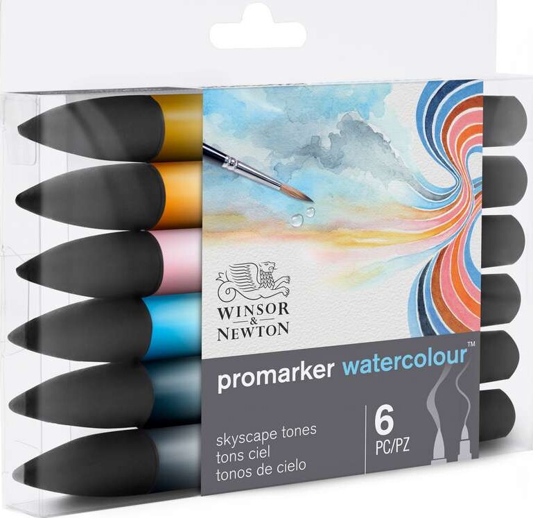 Promarker Watercolour Markers - 6 Vandfarve Tusser - Sky - Winsor & Newton