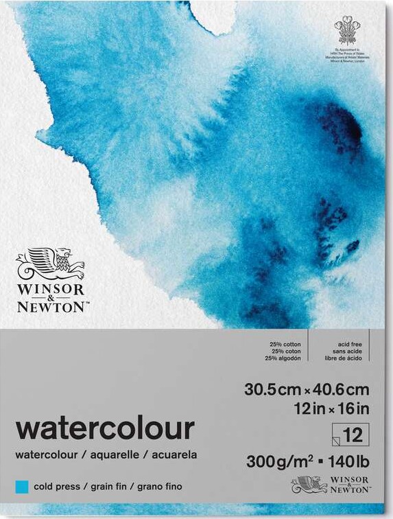 Winsor & Newton - Akvarelpapir - 30x40 Cm - Cold Press - 12 Ark