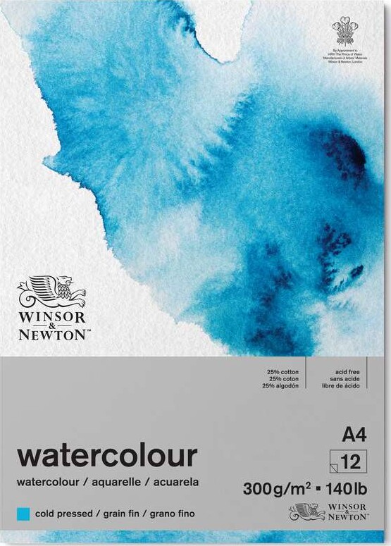 Akvarelpapir - A4 - Cold Press - Winsor & Newton - 12 Ark