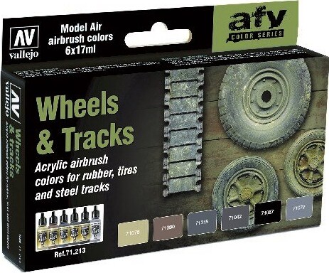 Vallejo Model Air Set: 71213 Wheels and Tracks (6x17ml)