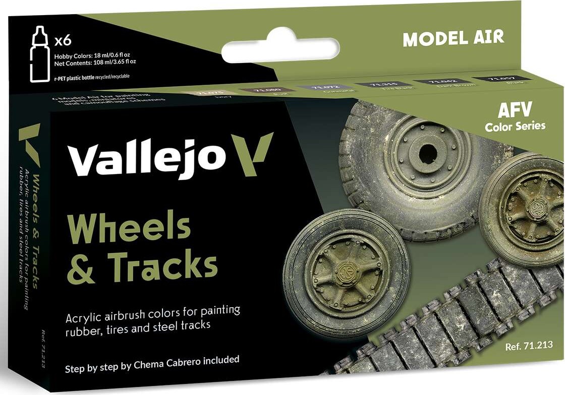Vallejo - Wheels & Tracks - Acrylic Airbrush - 6x17ml - 71213