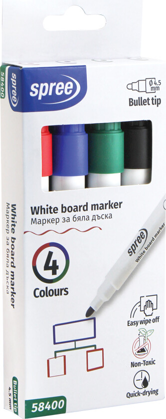 Whiteboard Tusser - Bullet Tip - ø 4,5 Mm - 4 Farver