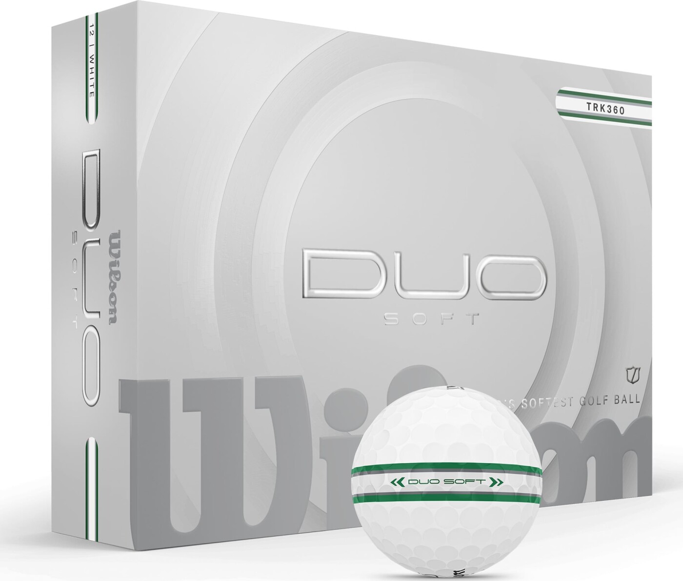 Wilson - Duo Soft Trk360 Golfbolde Grøn/sølv (12 Stk.) - Ekstrem Blød Følelse Og Synlig Alignment