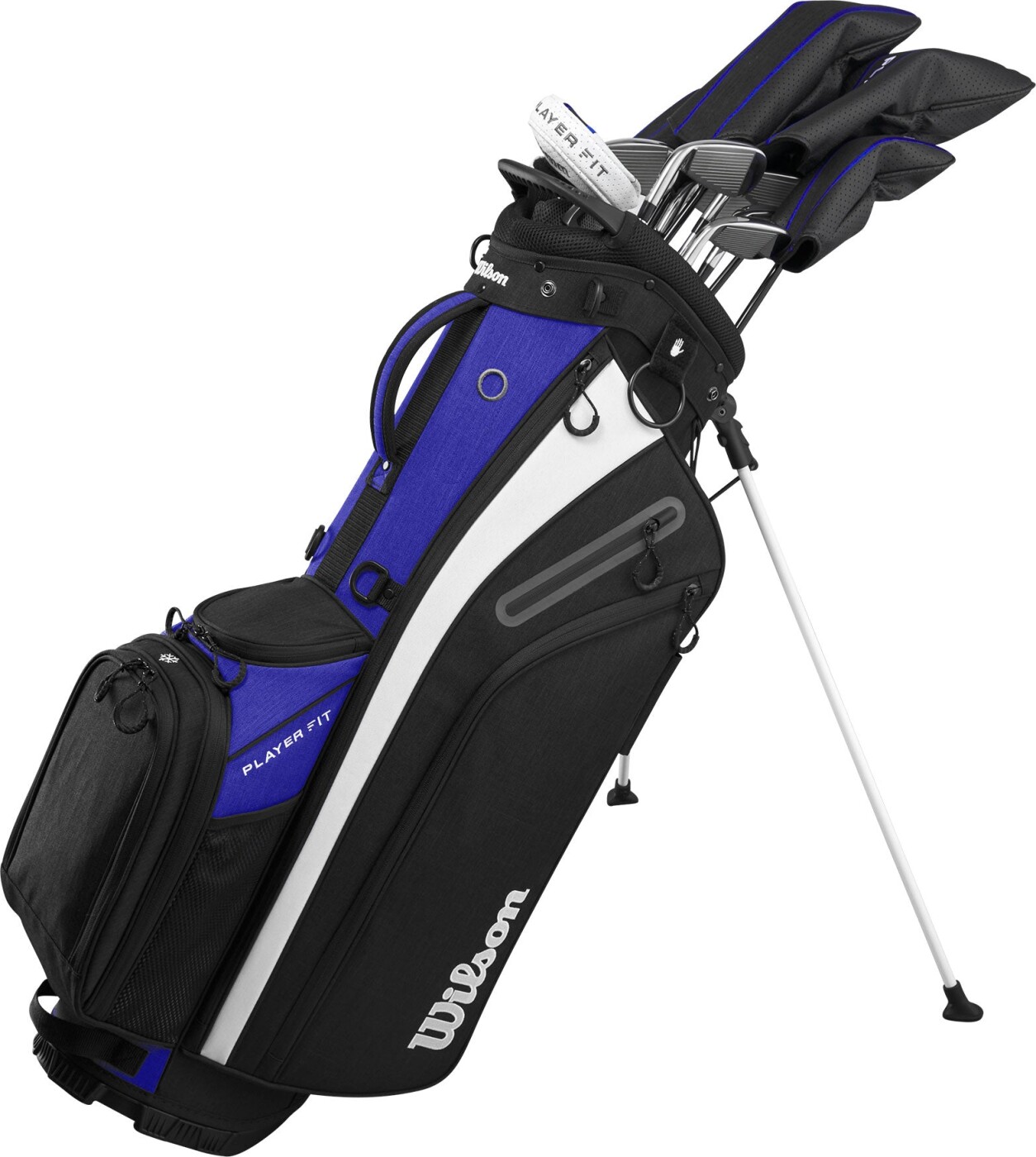 Wilson Staff Player Fit Herre Golfsæt - Blue/Black/White - Venstre - DR, FW, 4H, 5H, 6-9, PW, SW, Putter - Wilson PlayerFit Regular Grafit / Stål