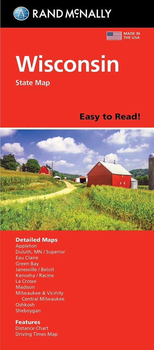 Billede af Wisconsin State Map, Rand Mcnally Easy To Read! - Rand Mcnally - English Book