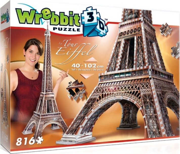 Wrebbit 3d Puzzle - Eiffeltårnet 3d Puslespil - 816 Brikker