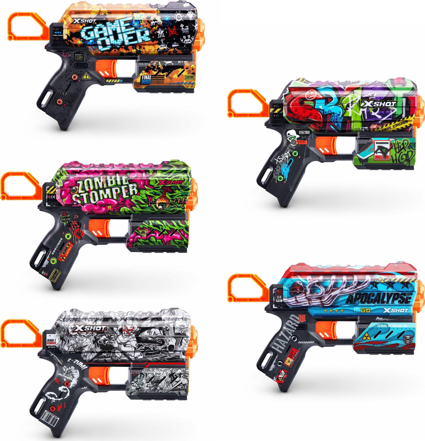 Zuru X-shot - Skins Flux Pistol Med 8 Skumpile - Overraskelse