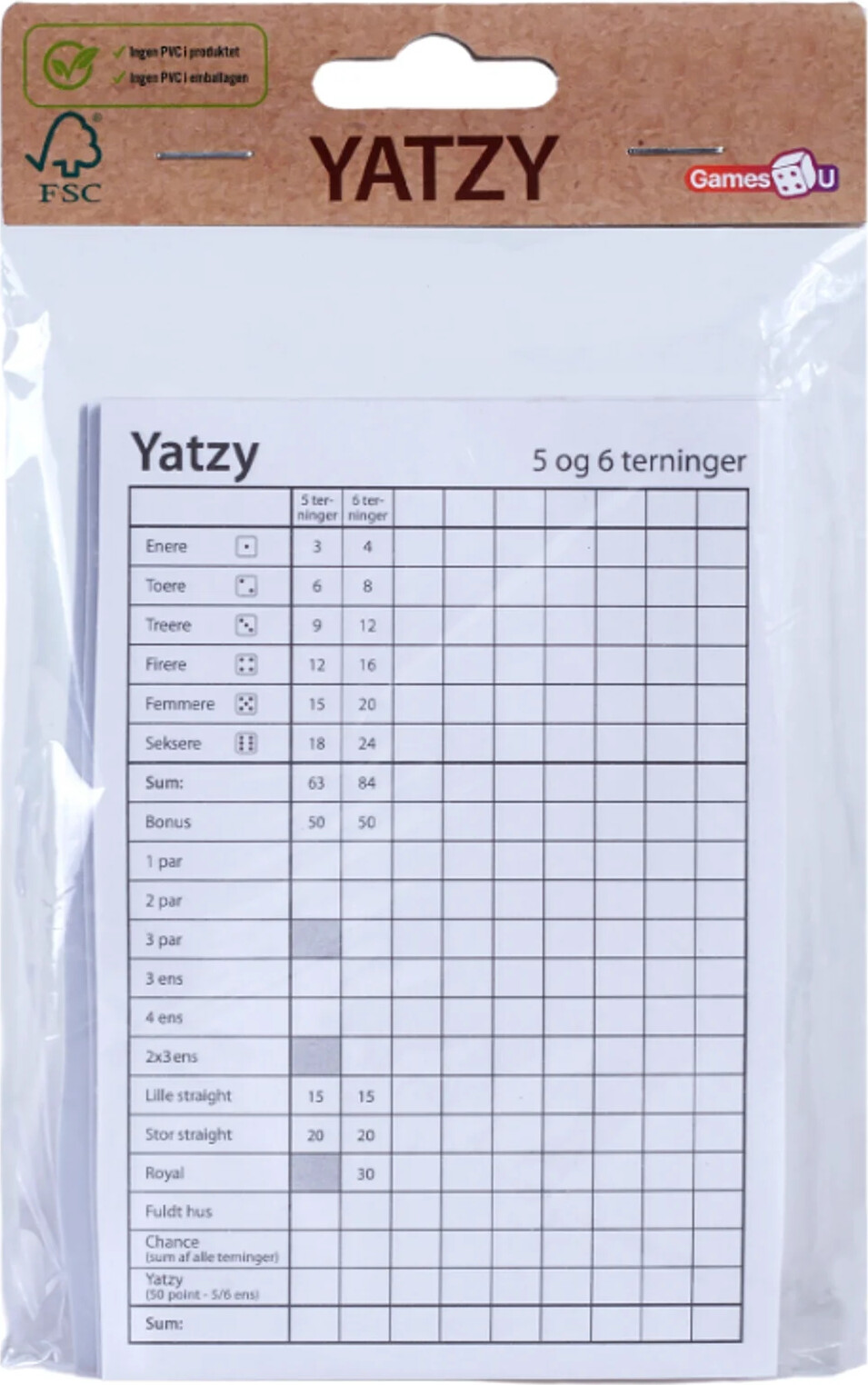 Yatzy Blok - 3 Stk - Toys