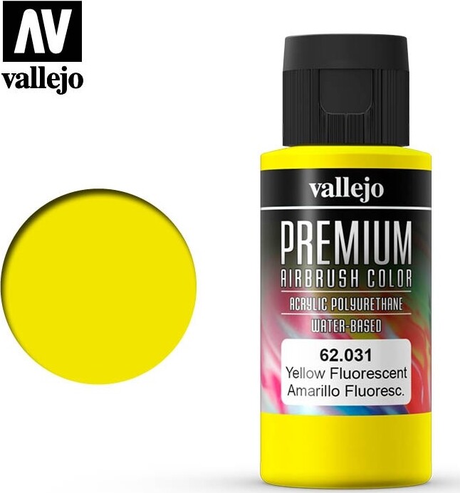 Vallejo - Premium Airbrush Maling - Fluorescent Yellow 60 Ml