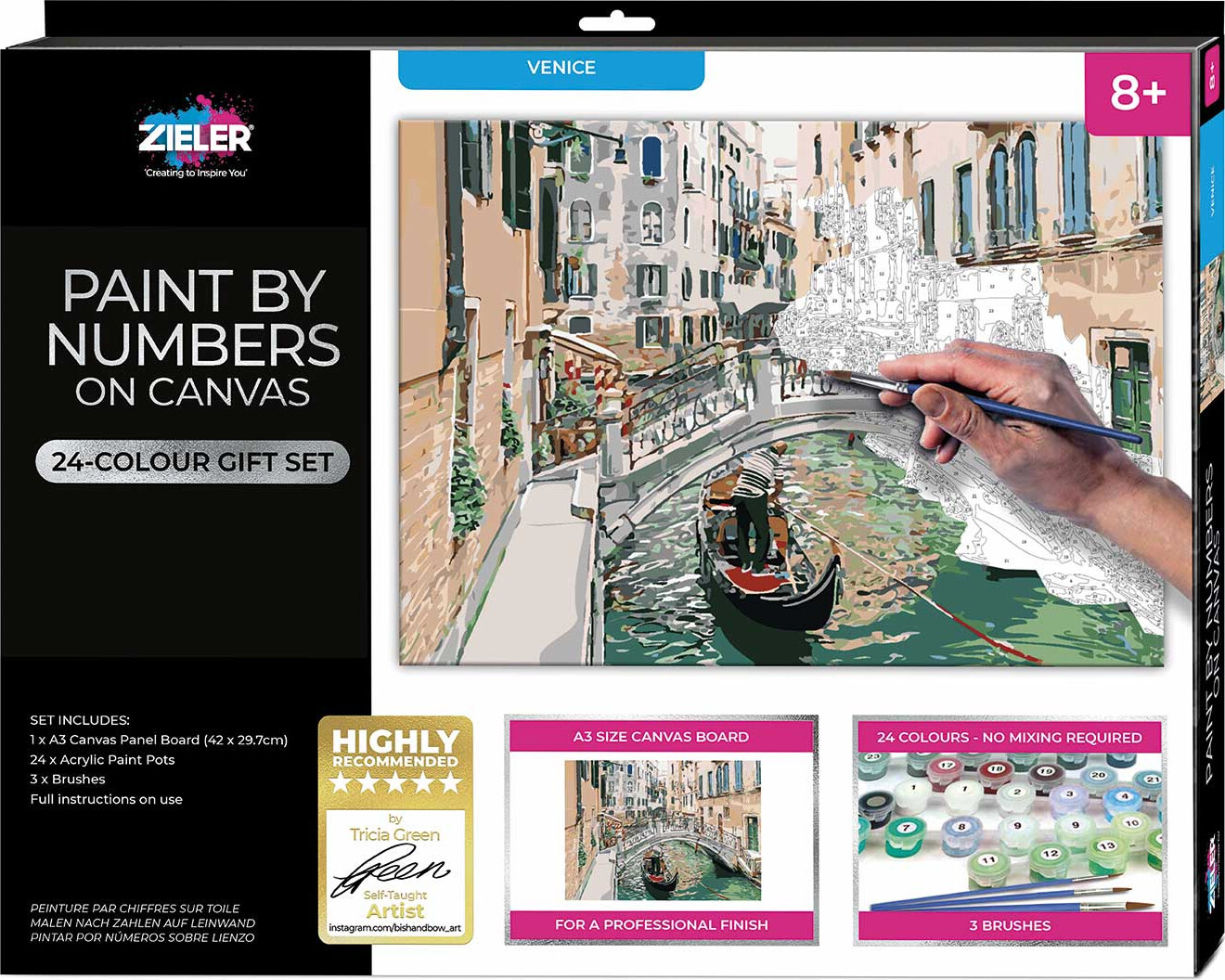 Zieler - Paint By Numbers - Akryl A3 Canvas Malesæt - Venedig