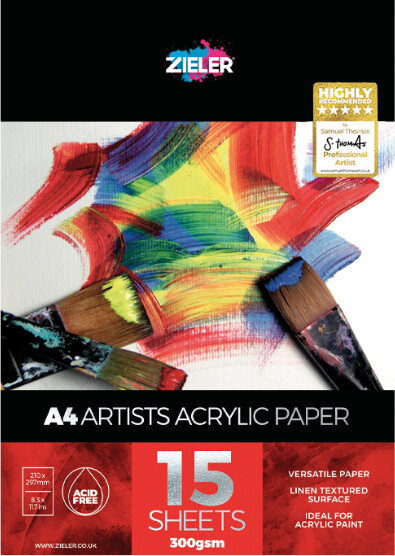 Zieler - A4 Artists Acrylic Paper - 15 Ark - Arkyl & Olie Papir