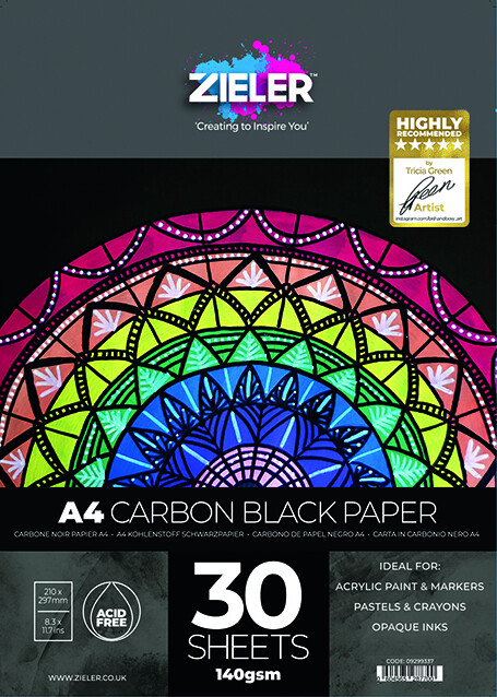 Sort Papir Blok - A4 - 140 G - 30 Ark - Zieler