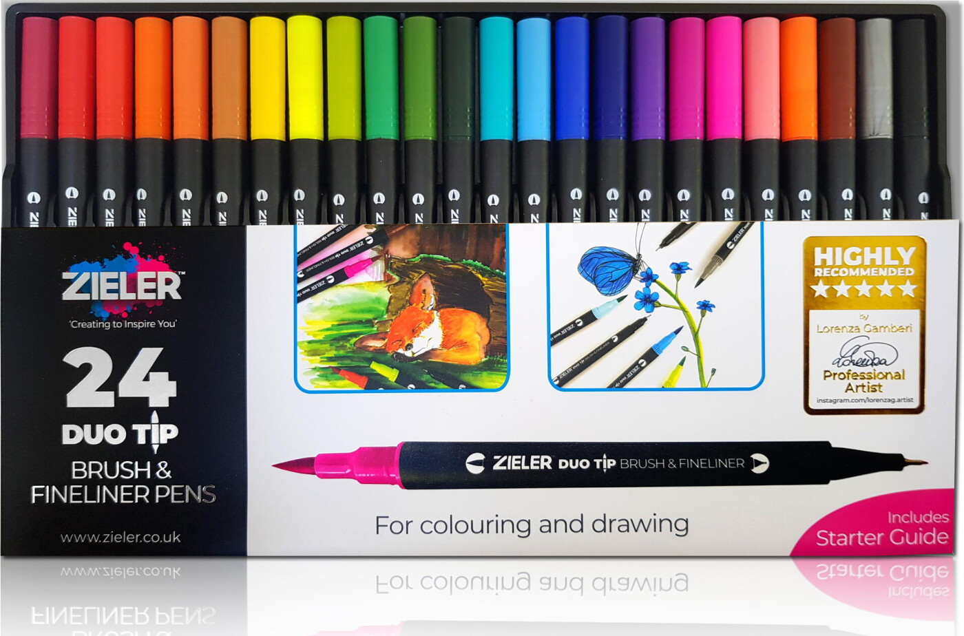Zieler - Duo Tip Tusser Og Fineliners - 24 Farver