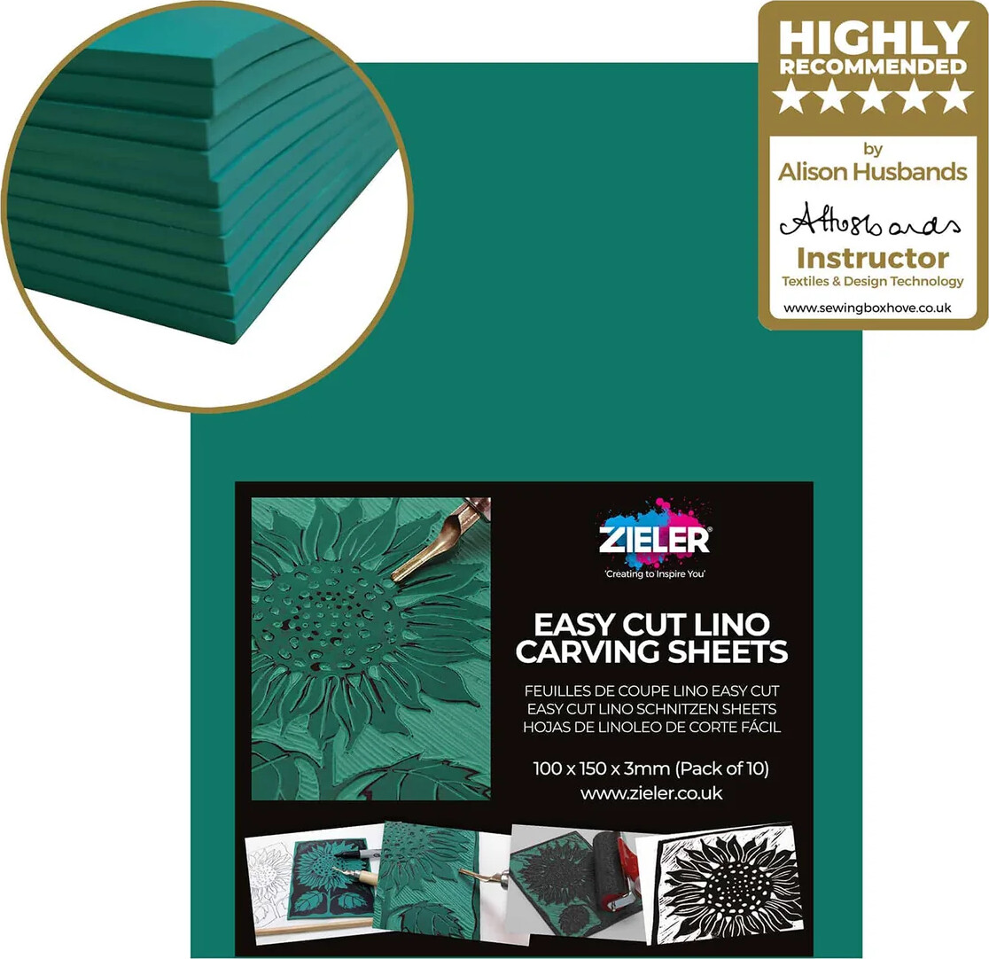 Linoleumsplader - 3 Mm - A6 - 10 Stk - Grøn - Zieler