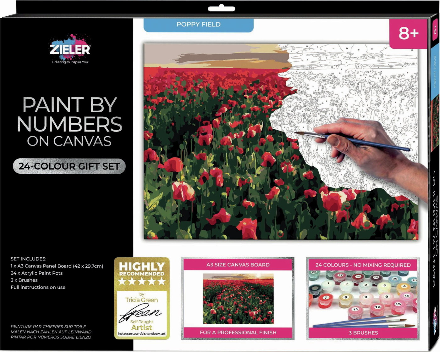 Mal Efter Tal - Voksne Og Børn - Blomstereng - Lærred - Zieler