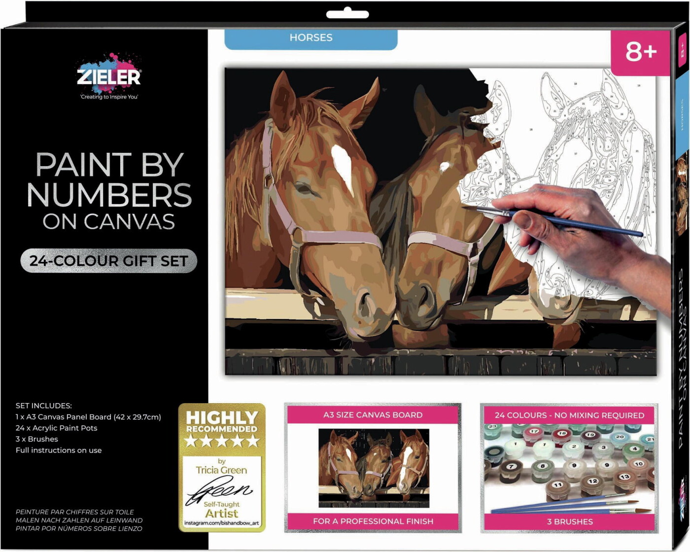 Mal Efter Tal - Voksne Og Børn - Heste - Lærred - Zieler