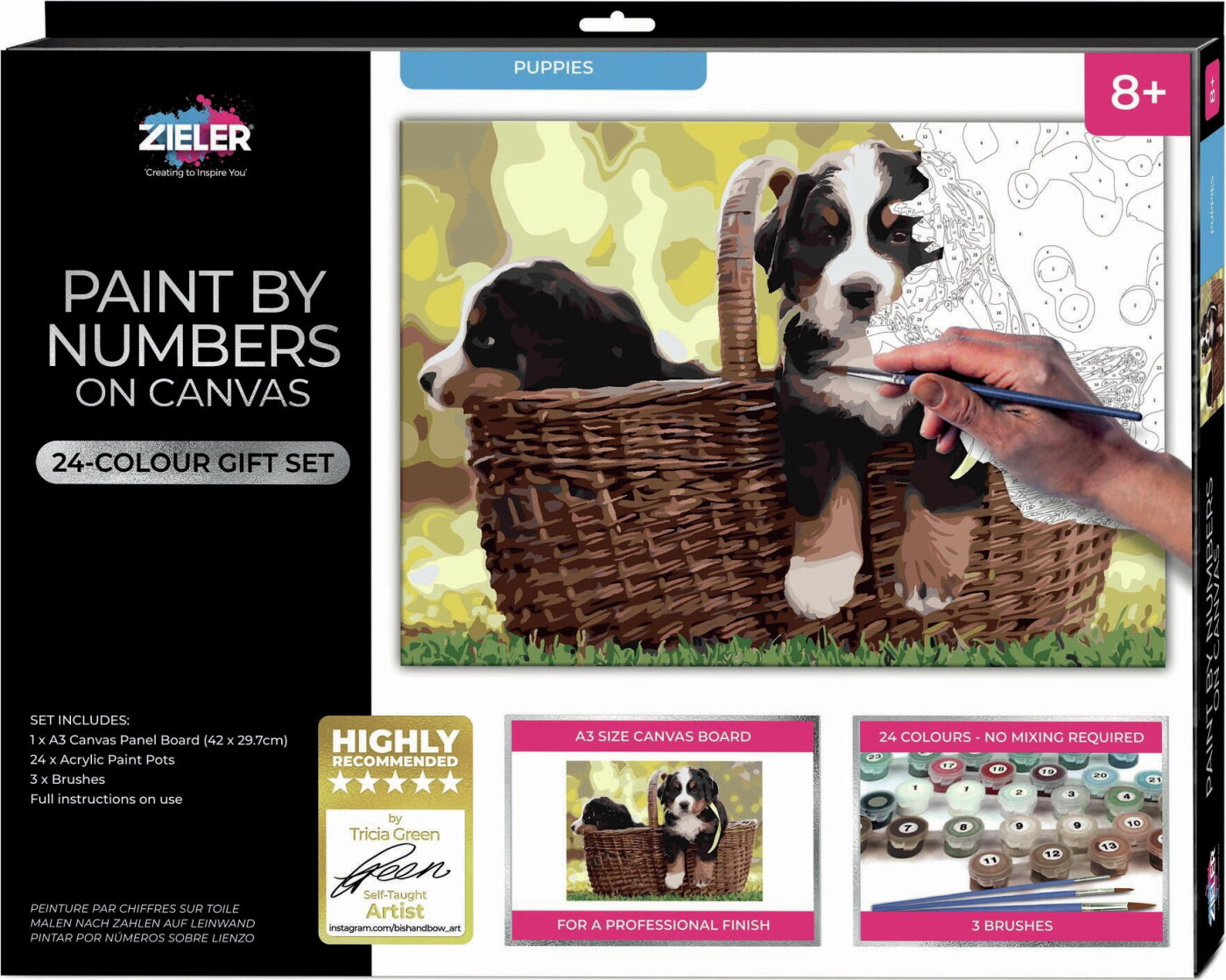 Mal Efter Tal - Voksne Og Børn - Hunde - Lærred - Zieler