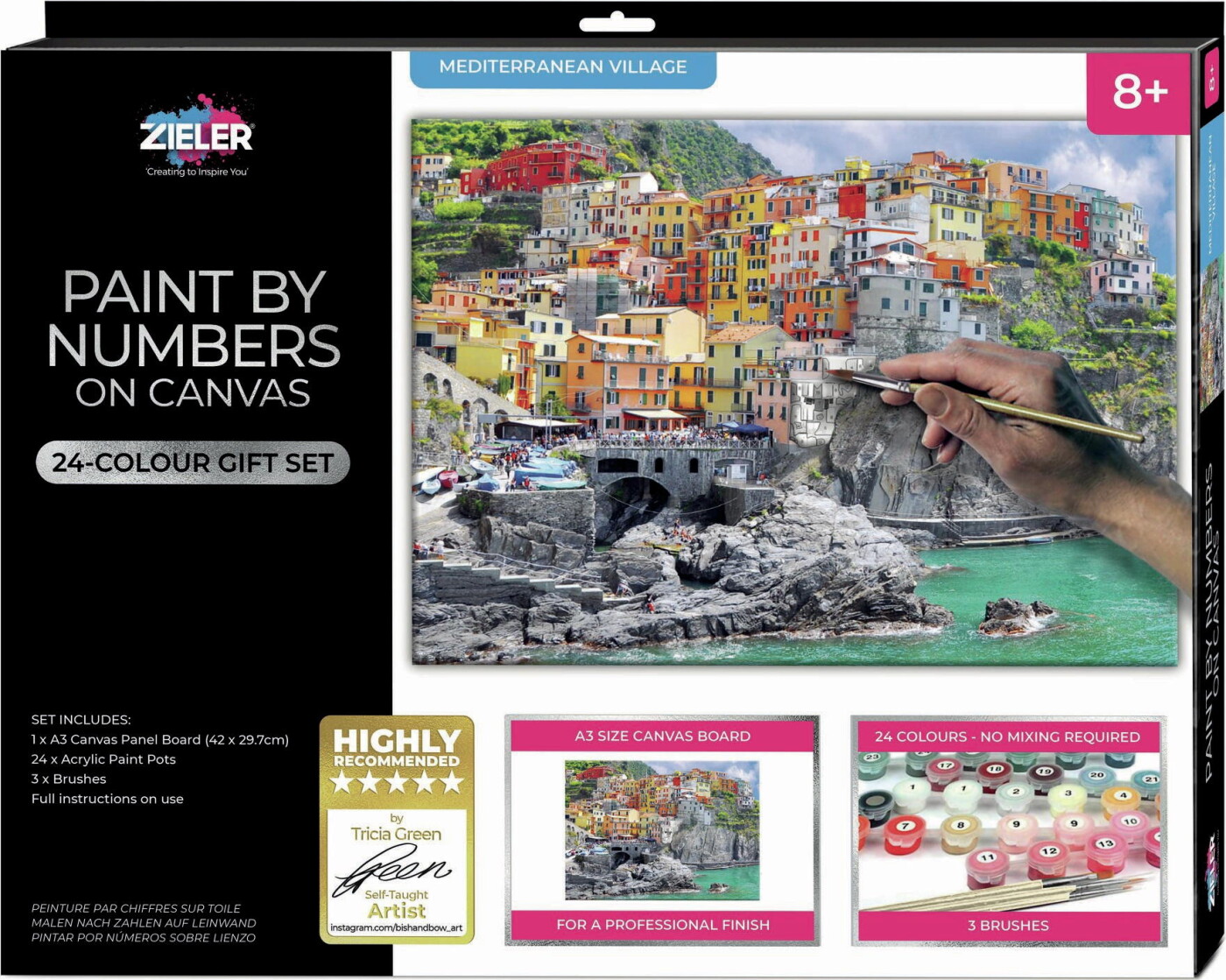 Mal Efter Tal - Voksne Og Børn - Middelhavs By - Lærred - Zieler