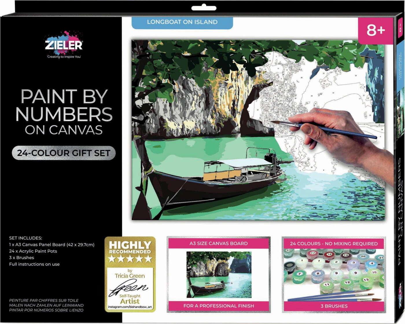 Mal Efter Tal - Voksne Og Børn - Middelhavs ø - Lærred - Zieler