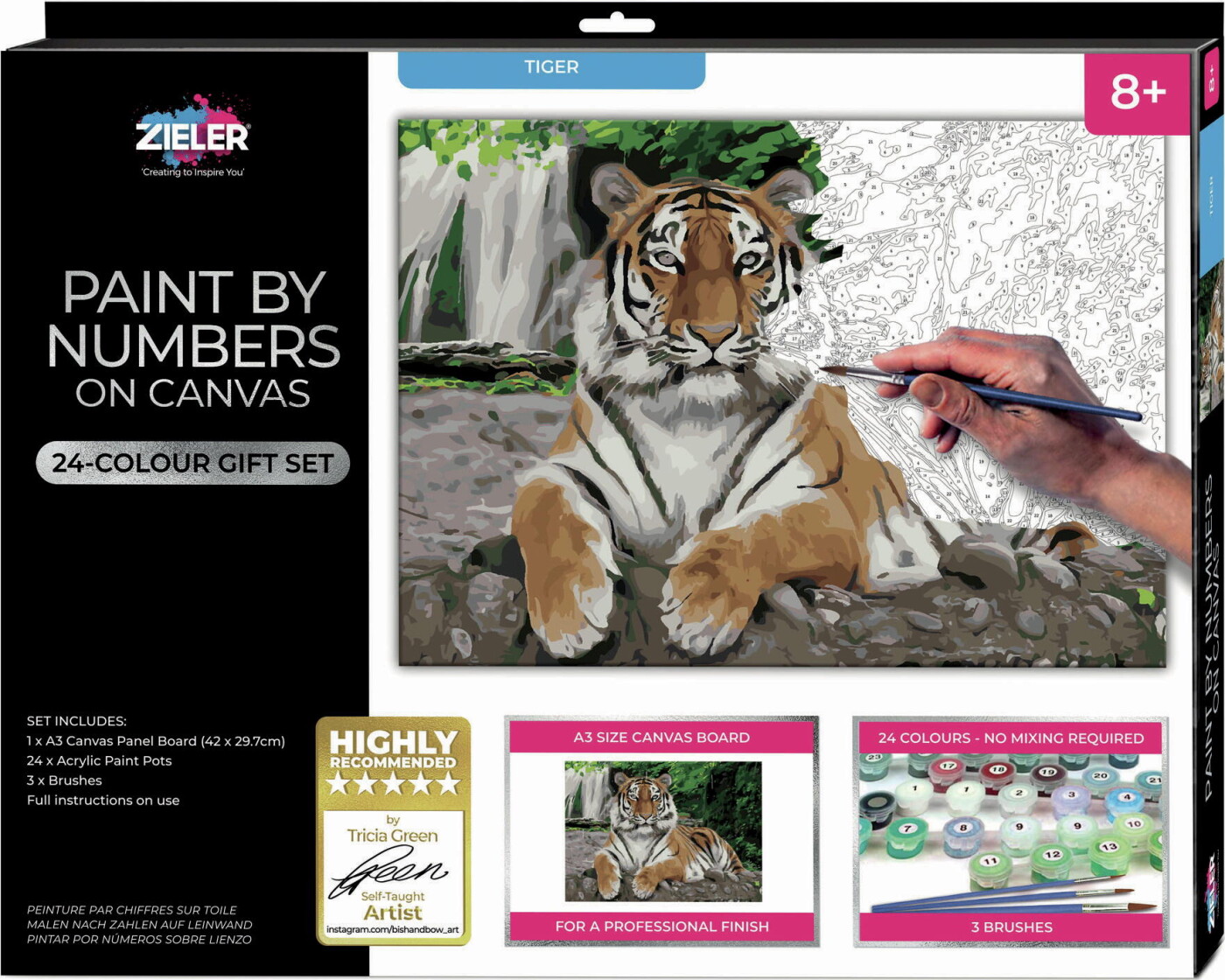 Mal Efter Tal - Voksne Og Børn - Tiger - Lærred - Zieler