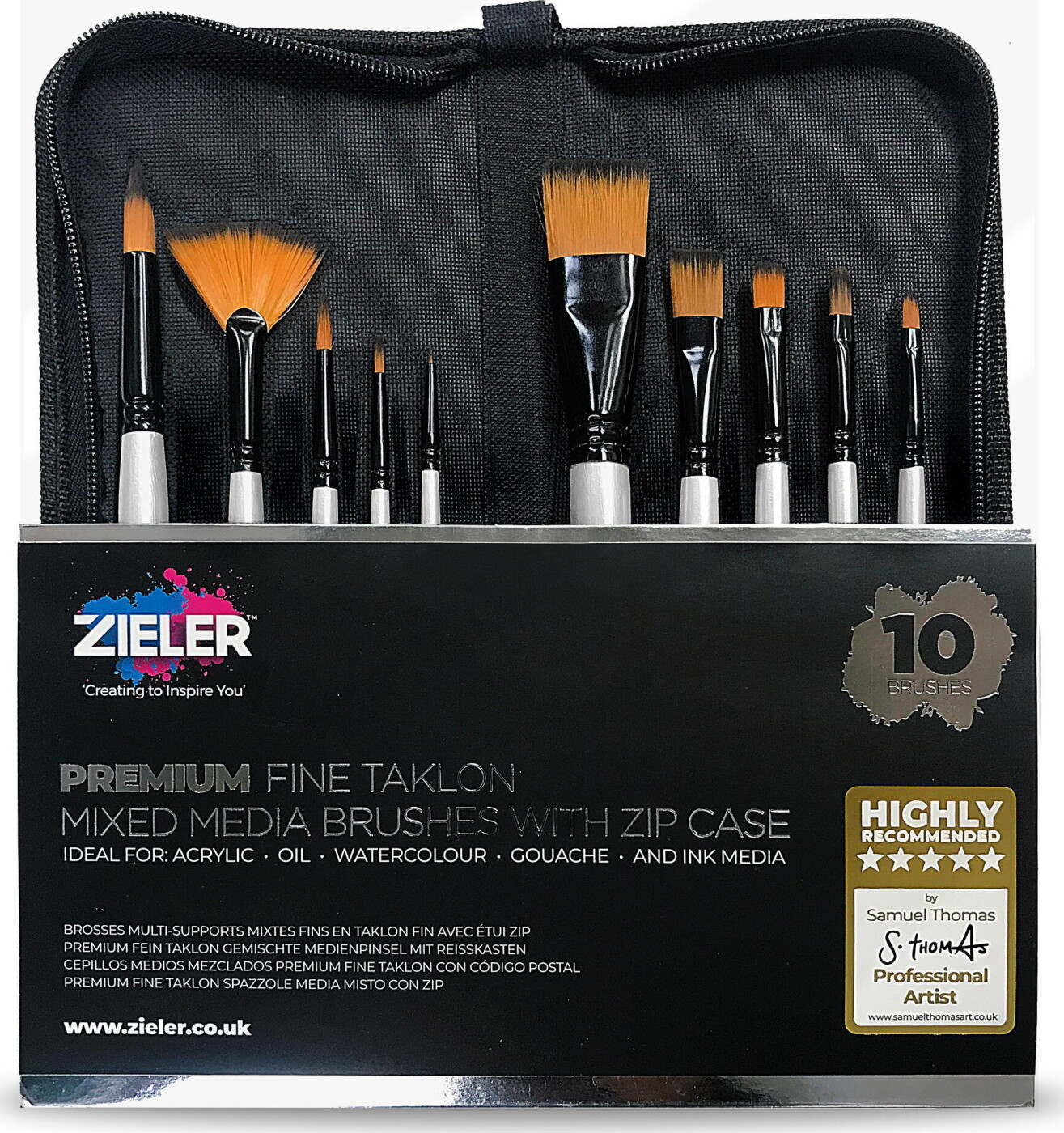 Zieler - Penselsæt - Premium Fine Talkon - 10 Stk
