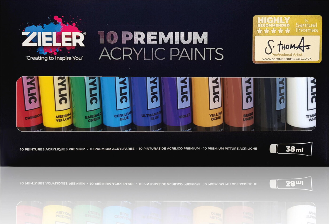 Akrylmaling Sæt - Premium - Zieler - 10 Farver