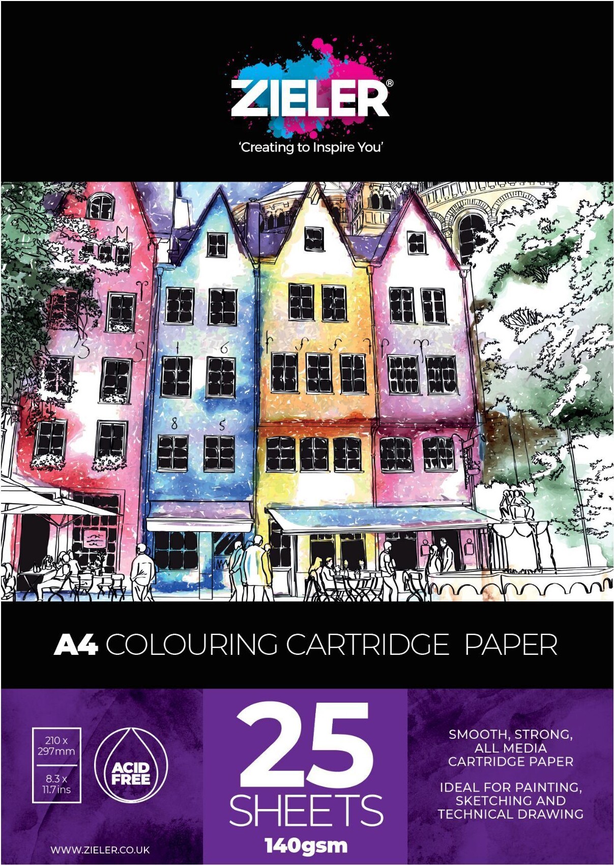 Tegneblok - A4 - 140 G - 25 Ark - Zieler