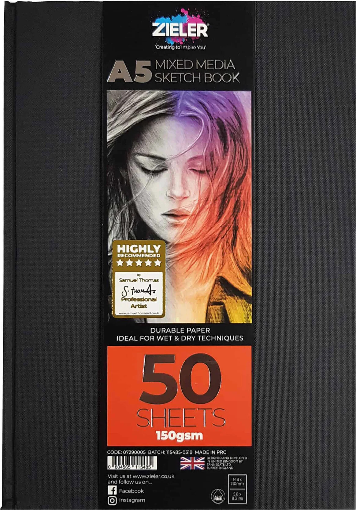 Skitsebog - A5 - 150 G - 50 Sider - Zieler