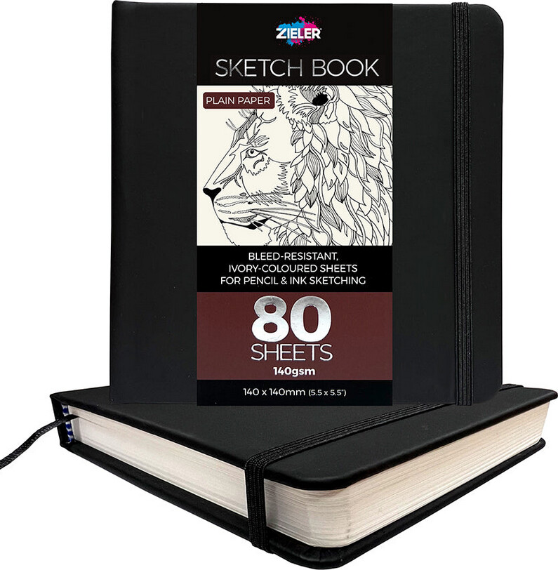 Zieler - Sketch Book - Skitsebog - Sort - 140x140 Mm - 80 Ark