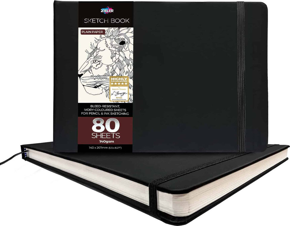 Zieler - Sketch Book - Skitsebog - Sort - 140x207 Mm - 80 Ark