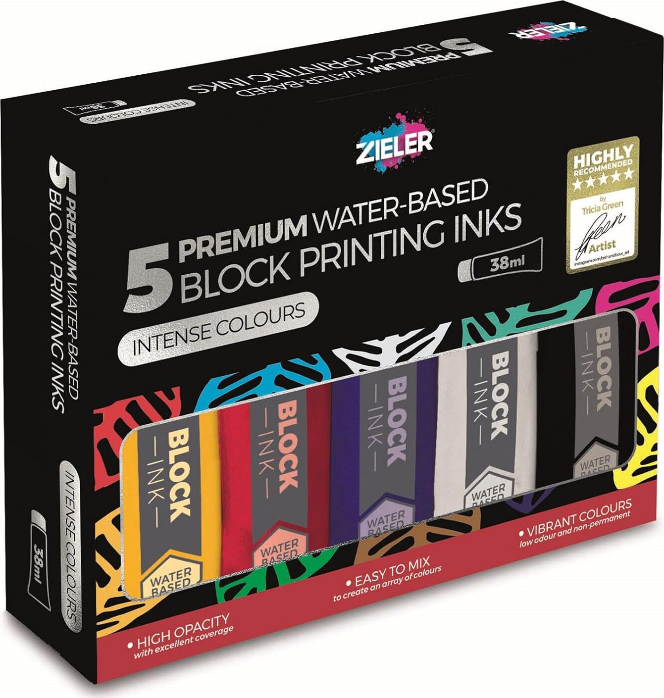 Zieler - Linoleumssværte Til Linoleumstryk - 5 Farver - 38 Ml