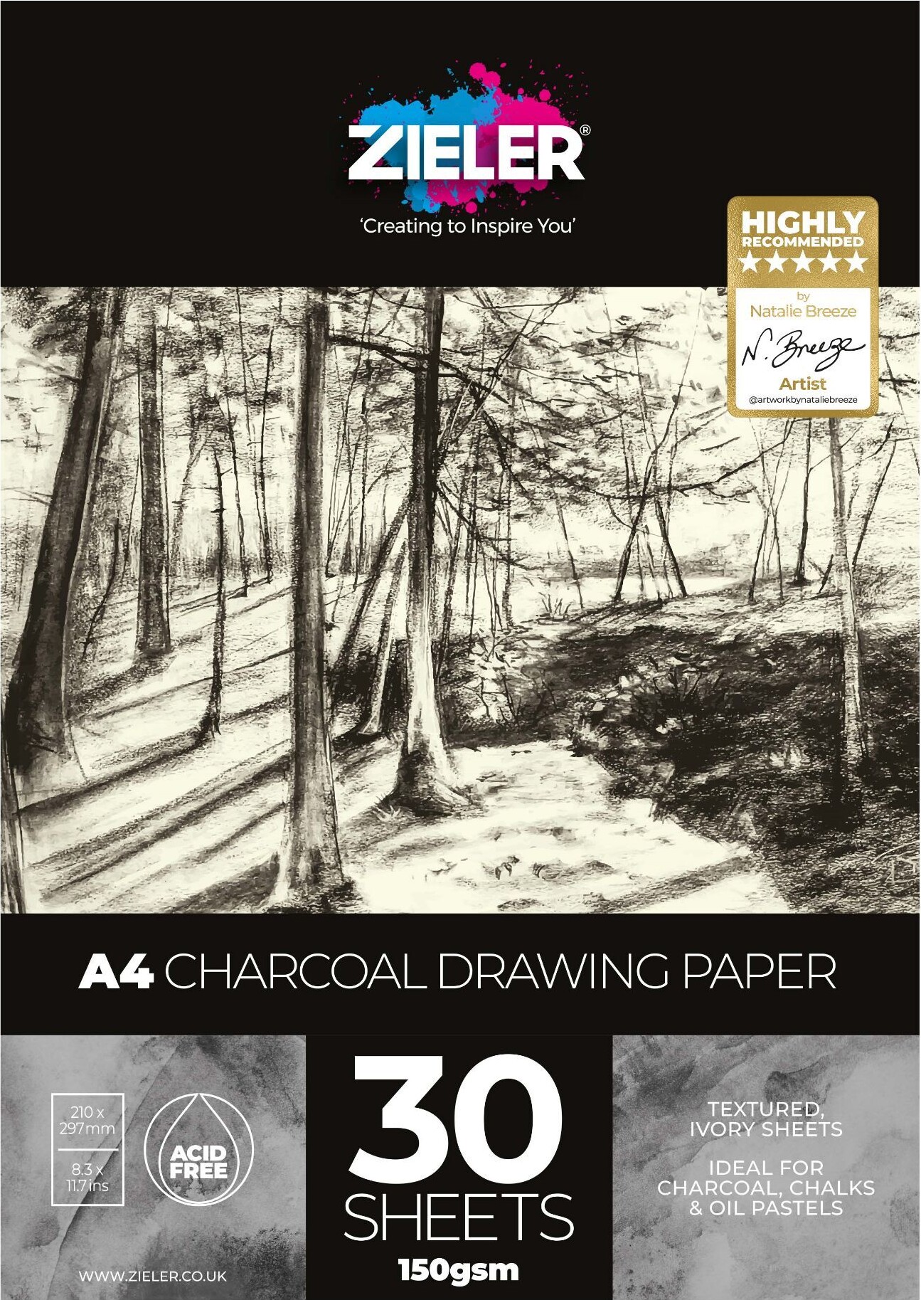 Tegneblok - A4 -150 G - 30 Ark - Kultegning - Zieler