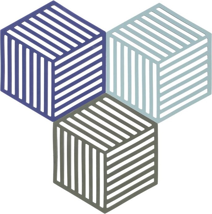 Zone Denmark - Hexagon Bordskånere - 3 Stk. - Indigo, Dis, Oliven-taupe