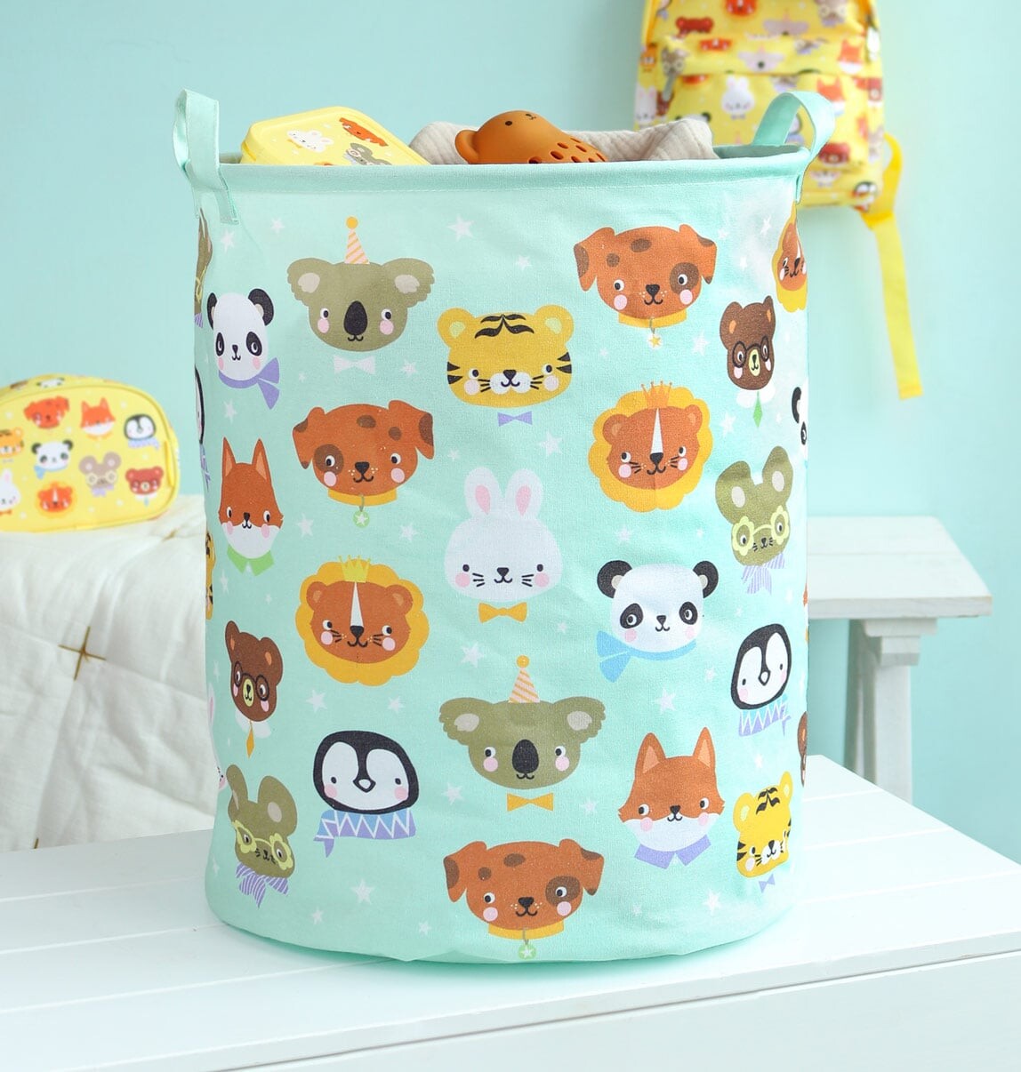 A Little Lovely Company - Opbevaringskurv Animal Friends - Green