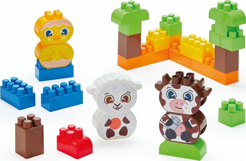 Ecoiffier Abrick Set Di 7 Veicoli Da Cantiere Con Mattoncini - Giocattoli In Plastica Per Bambini 18+ Mesi - Made In France