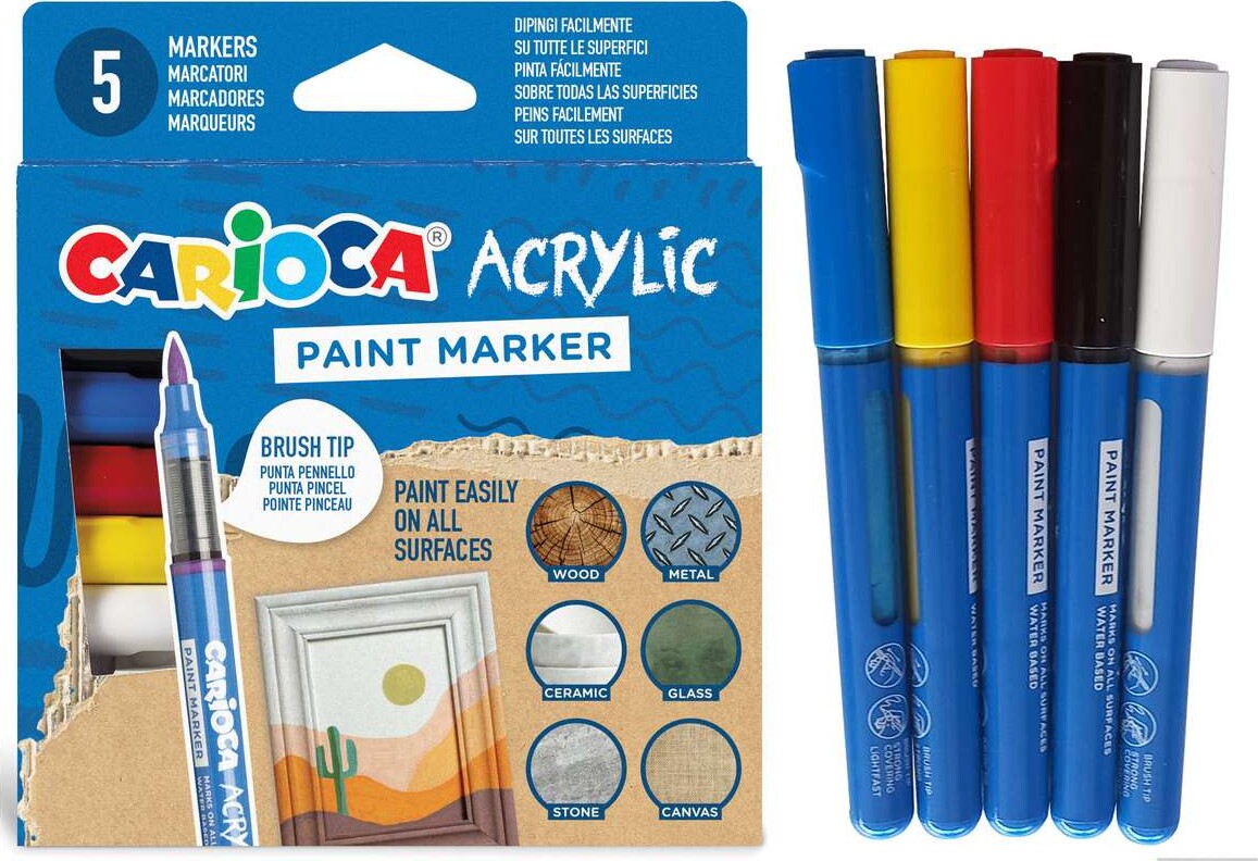Carioca - Akryl Tusser - Til Alle Overplader - 45280 - 5Stk - - Carioca