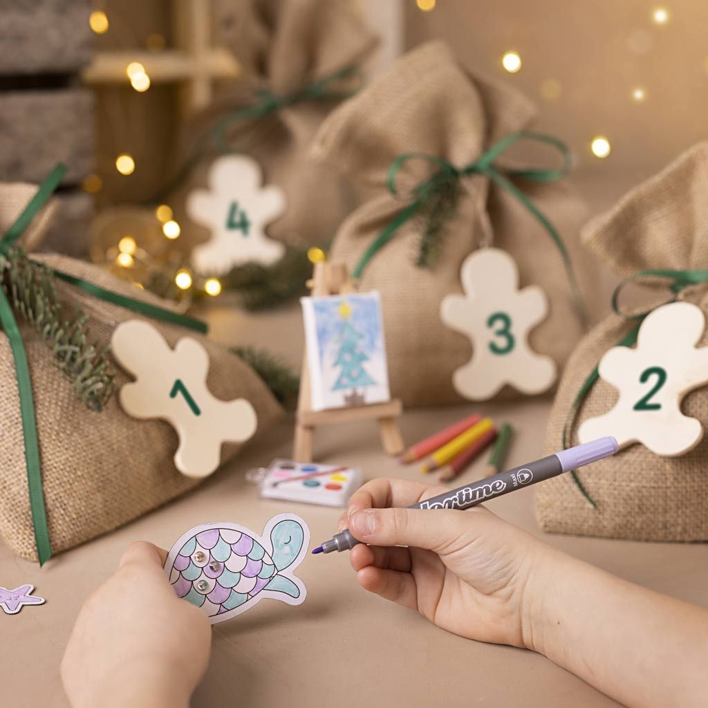 Kreativ Adventskalender - Tegne Diy - 4 Gaver