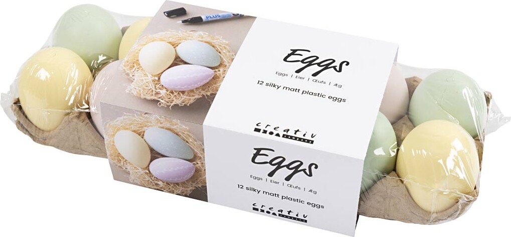 Æg - H 6 Cm - Pastelfarver - 12 Stk