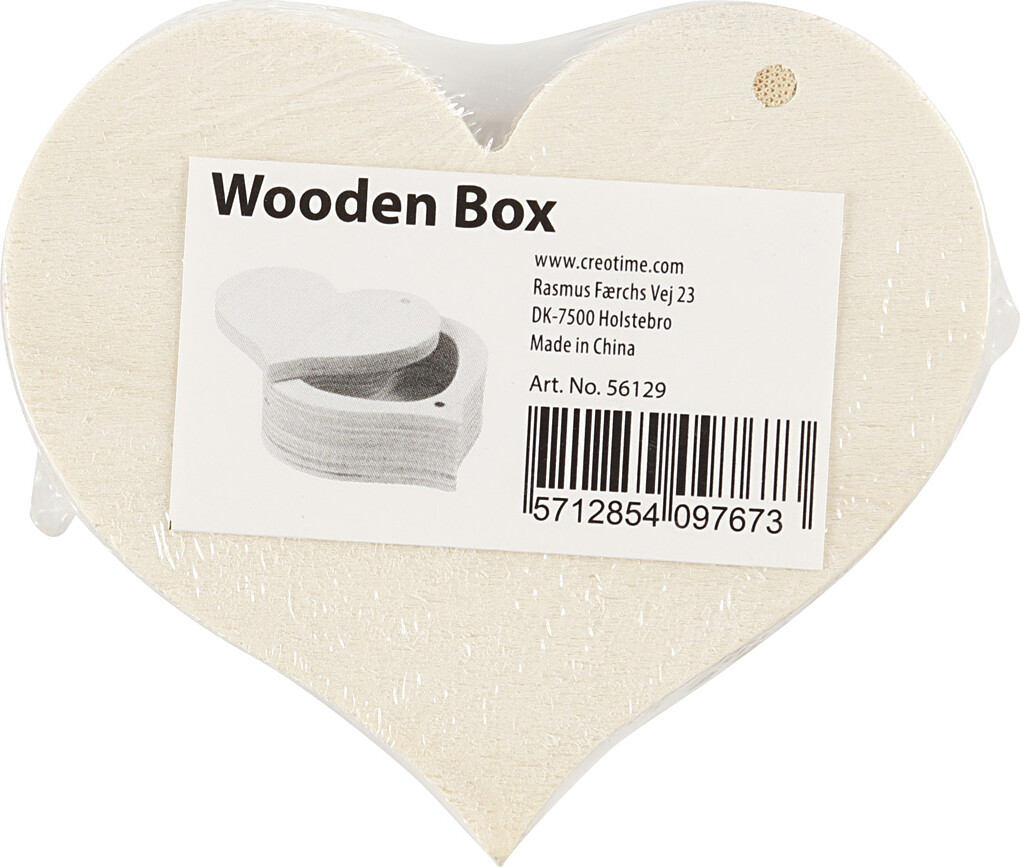 Hjerte Æske I Træ - 4X9 Cm