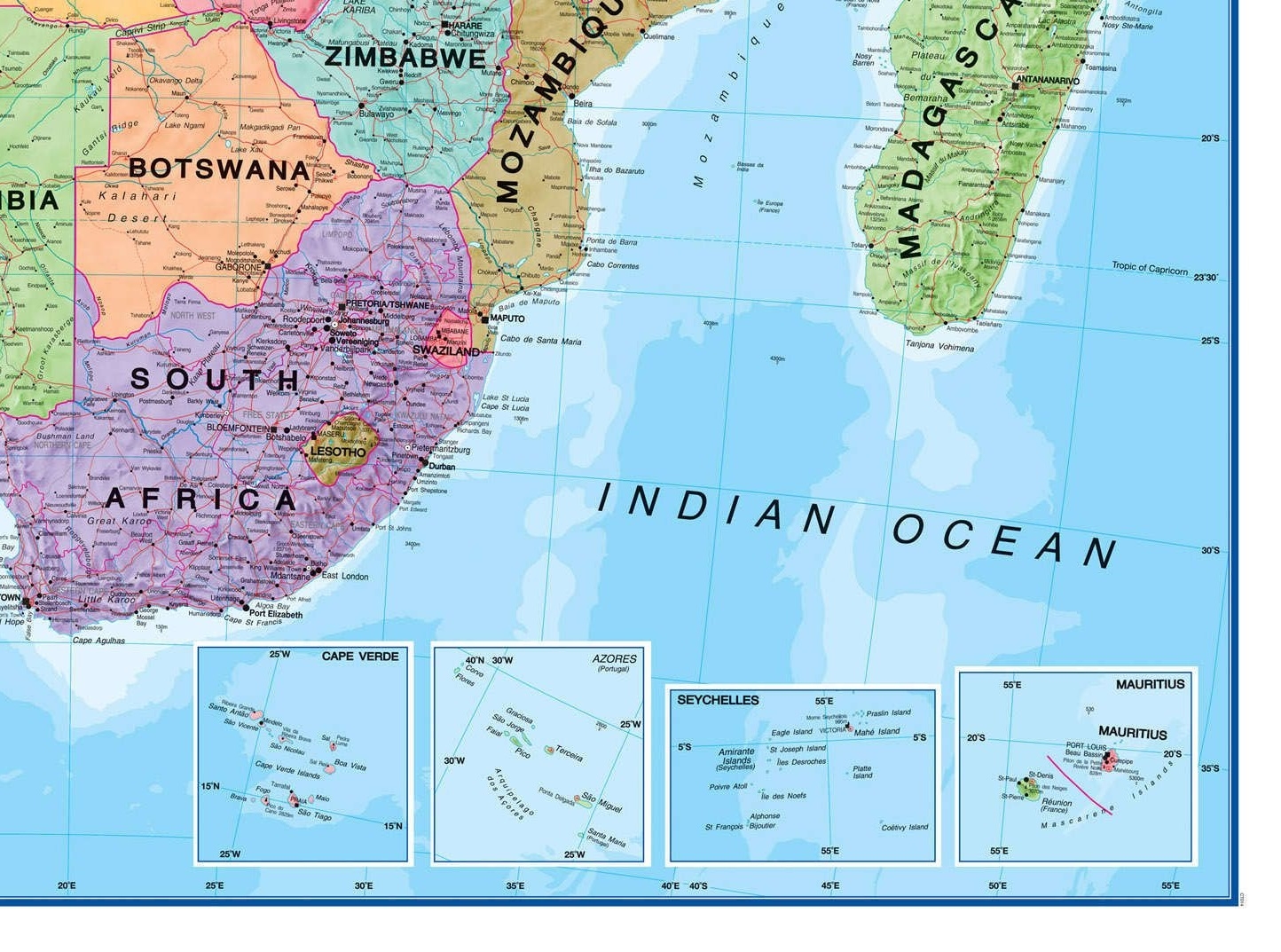 Maps International - Afrika Plakat - 101X121 Cm - Politisk - 1 8 Mio