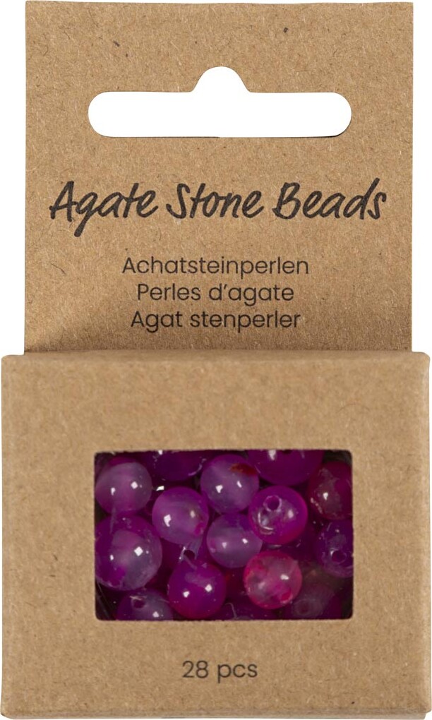 Agat Perler - Pink - Hulstr 0 9-1 Mm - 28Stk