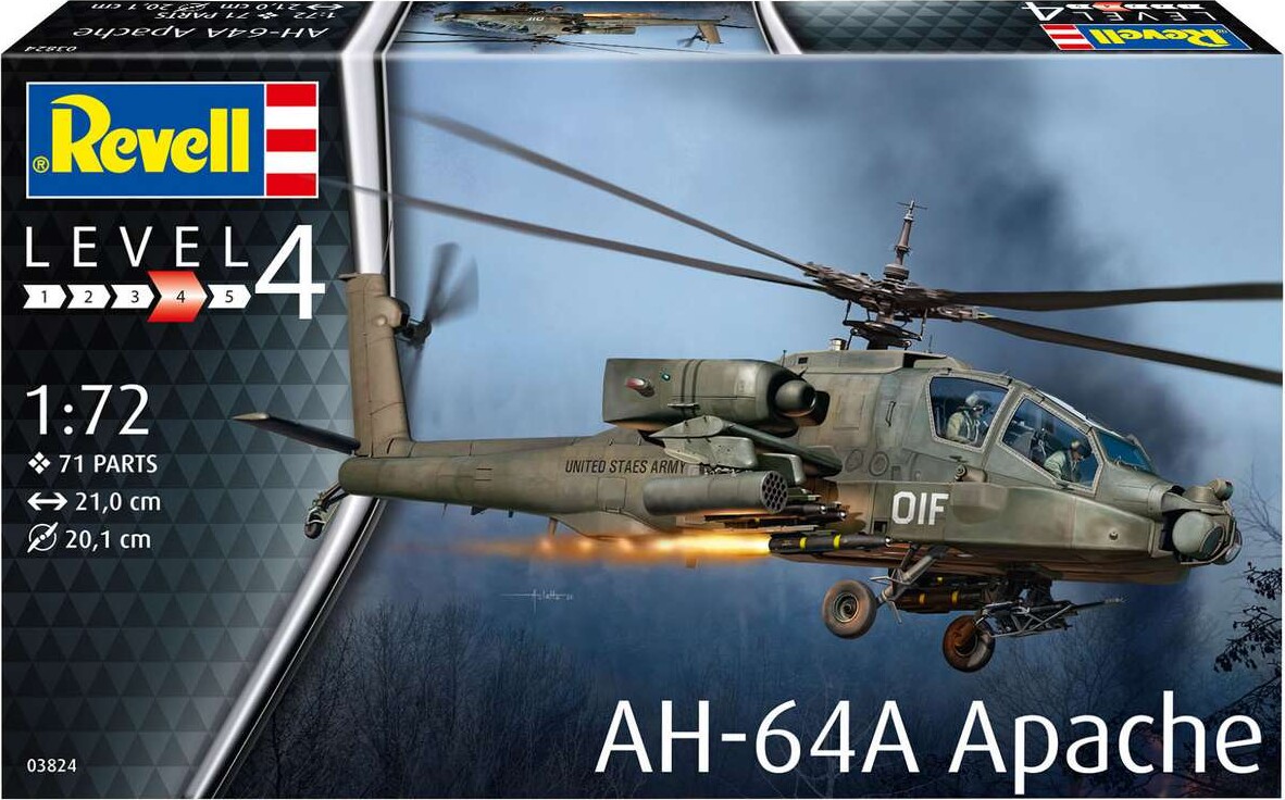 Revell - Ah-64A Apache Modelfly Byggesæt - 1 72 - Level 4 - 03824